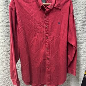 Hunt Club Burgundy Button-Up Shirt with Green Label